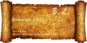 Bakonyi Lili névjegykártya